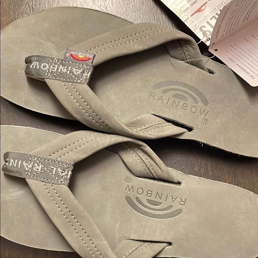 Rainbow premier leather flip flops- color is grey